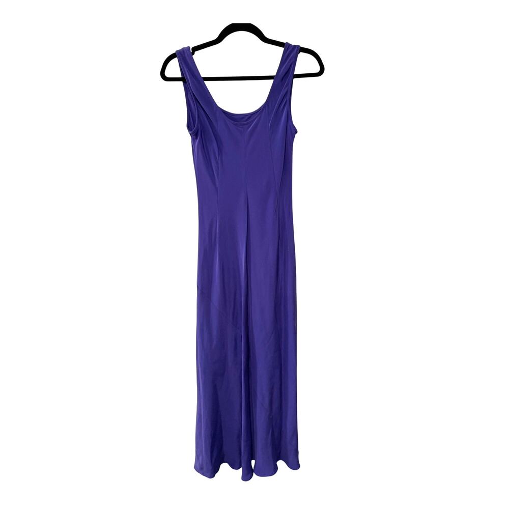 Silk 2 Pc Set Purple Beaded Ruffle Jacket VNTG A-Line Maxi Slip Dress Jones NY 8 - Picture 7 of 11